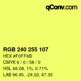 Color code: RGB 240 255 107 | qconv.com