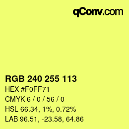 Color code: RGB 240 255 113 | qconv.com