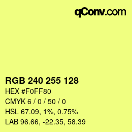 颜色代码: RGB 240 255 128 | qconv.com