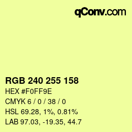 Color code: RGB 240 255 158 | qconv.com