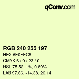 Color code: RGB 240 255 197 | qconv.com