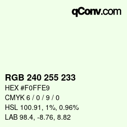 Color code: RGB 240 255 233 | qconv.com