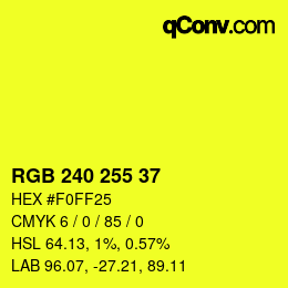 Color code: RGB 240 255 37 | qconv.com