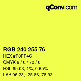 Color code: RGB 240 255 76 | qconv.com