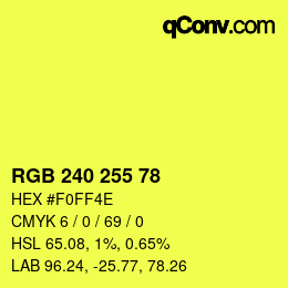 颜色代码: RGB 240 255 78 | qconv.com
