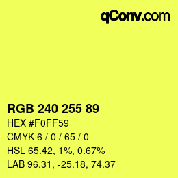 Color code: RGB 240 255 89 | qconv.com