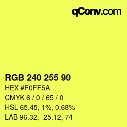 カラーコード: RGB 240 255 90 | qconv.com