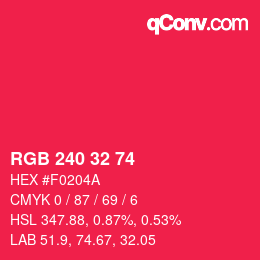 カラーコード: RGB 240 32 74 | qconv.com
