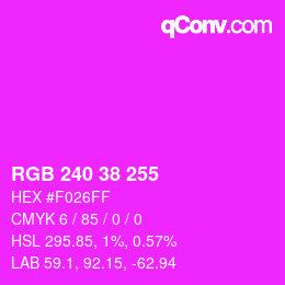 Color code: RGB 240 38 255 | qconv.com
