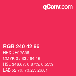 颜色代码: RGB 240 42 86 | qconv.com