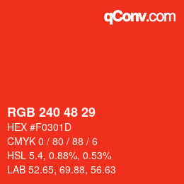 カラーコード: RGB 240 48 29 | qconv.com