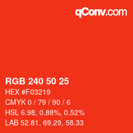 Color code: RGB 240 50 25 | qconv.com