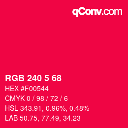 Color code: RGB 240 5 68 | qconv.com