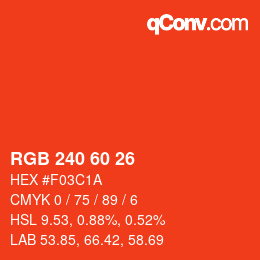カラーコード: RGB 240 60 26 | qconv.com