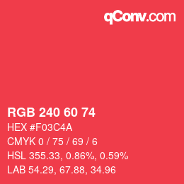 Color code: RGB 240 60 74 | qconv.com