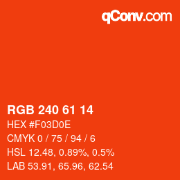 颜色代码: RGB 240 61 14 | qconv.com