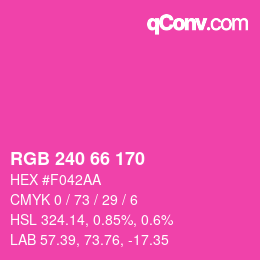 Color code: RGB 240 66 170 | qconv.com