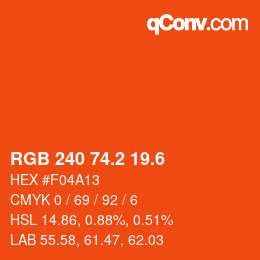 カラーコード: RGB 240 74.2 19.6 | qconv.com