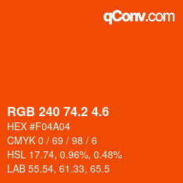カラーコード: RGB 240 74.2 4.6 | qconv.com