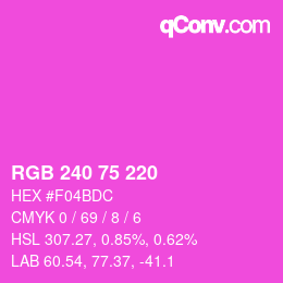 カラーコード: RGB 240 75 220 | qconv.com