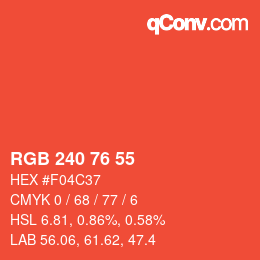 カラーコード: RGB 240 76 55 | qconv.com