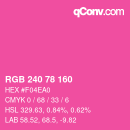 Color code: RGB 240 78 160 | qconv.com