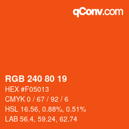 カラーコード: RGB 240 80 19 | qconv.com