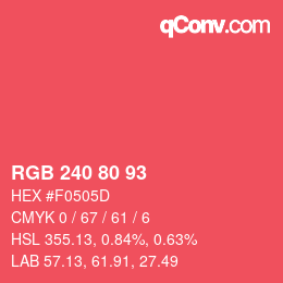 颜色代码: RGB 240 80 93 | qconv.com