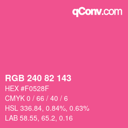 颜色代码: RGB 240 82 143 | qconv.com