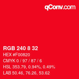 Color code: RGB 240 8 32 | qconv.com