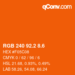 カラーコード: RGB 240 92.2 8.6 | qconv.com