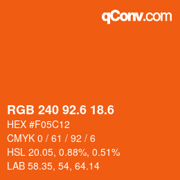 カラーコード: RGB 240 92.6 18.6 | qconv.com