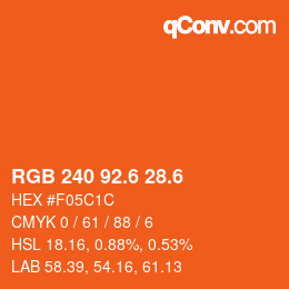 カラーコード: RGB 240 92.6 28.6 | qconv.com
