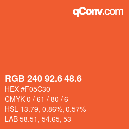 カラーコード: RGB 240 92.6 48.6 | qconv.com