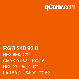 颜色代码: RGB 240 92 0 | qconv.com