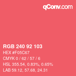 颜色代码: RGB 240 92 103 | qconv.com
