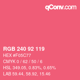 颜色代码: RGB 240 92 119 | qconv.com