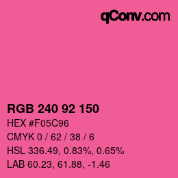 颜色代码: RGB 240 92 150 | qconv.com