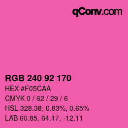 颜色代码: RGB 240 92 170 | qconv.com