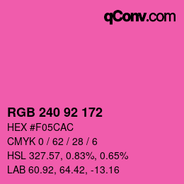 颜色代码: RGB 240 92 172 | qconv.com