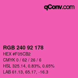 颜色代码: RGB 240 92 178 | qconv.com