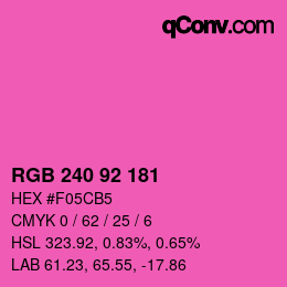 颜色代码: RGB 240 92 181 | qconv.com