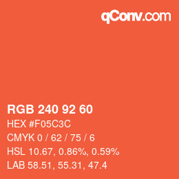 カラーコード: RGB 240 92 60 | qconv.com
