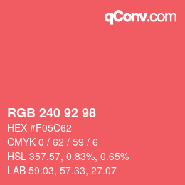 颜色代码: RGB 240 92 98 | qconv.com