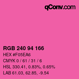 Color code: RGB 240 94 166 | qconv.com