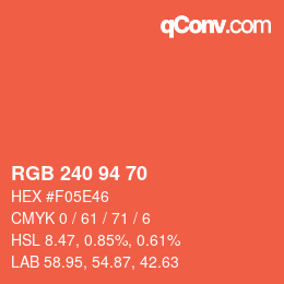 Code couleur: RGB 240 94 70 | qconv.com