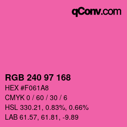 Color code: RGB 240 97 168 | qconv.com