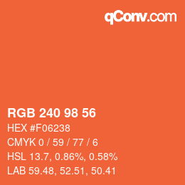 颜色代码: RGB 240 98 56 | qconv.com