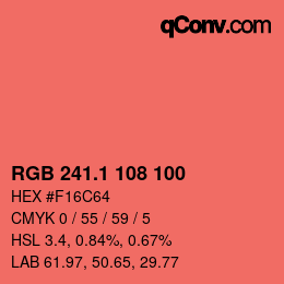 カラーコード: RGB 241.1 108 100 | qconv.com