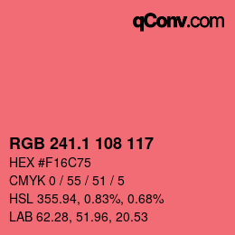カラーコード: RGB 241.1 108 117 | qconv.com